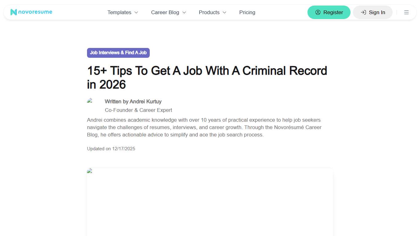15+ Tips To Get A Job With A Criminal Record in 2026 Novoresume